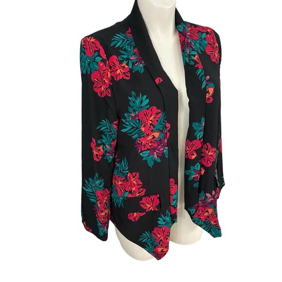 GNW Blazer Womens XL Floral Chiffon Jacket Work Office Casual Church Shawl Lapel - Picture 8 of 15